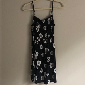 Spaghetti strap black floral skater dress size M
